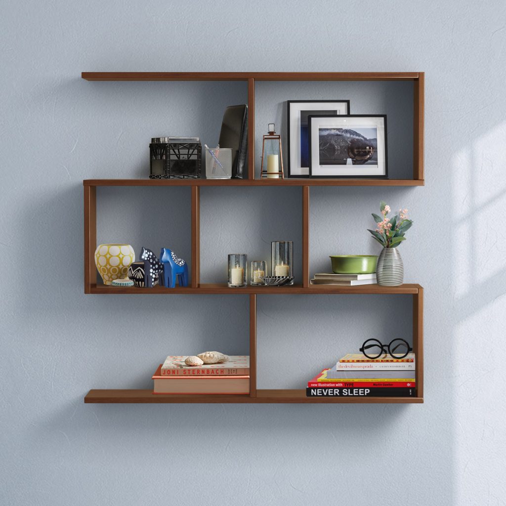 Assymetrical floating bookshelves