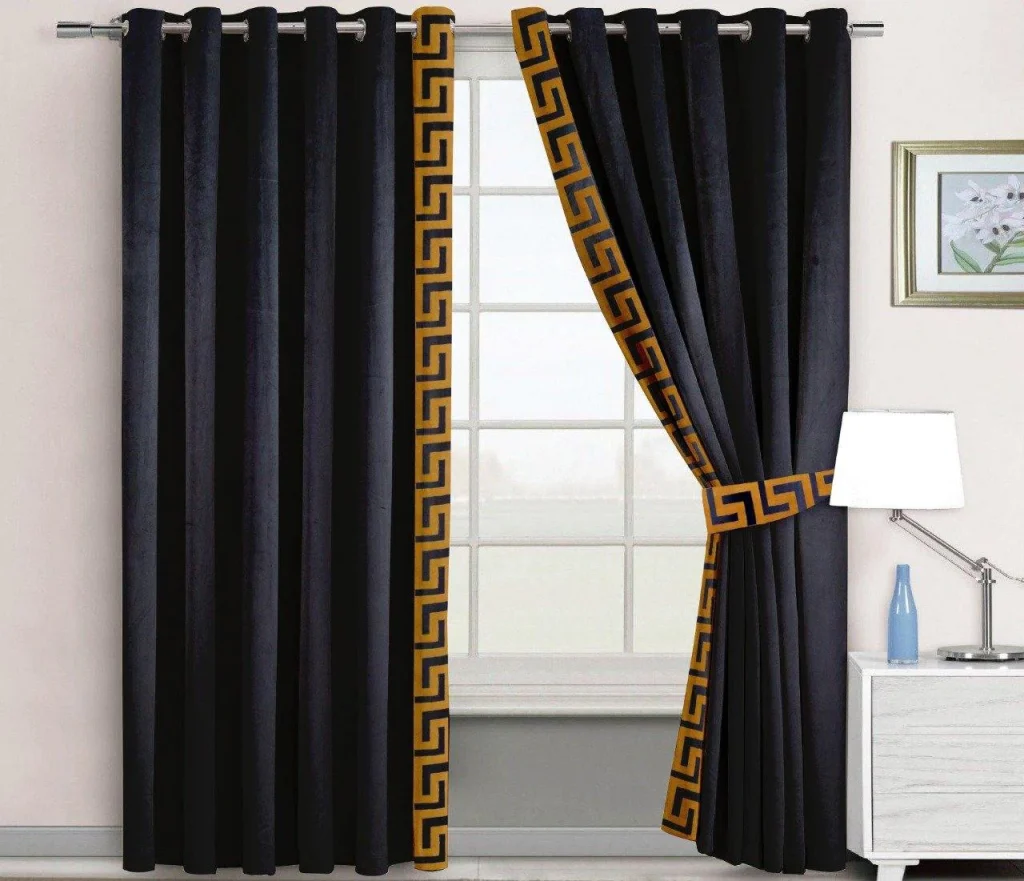 Black Velvet Curtains with Velvet Border