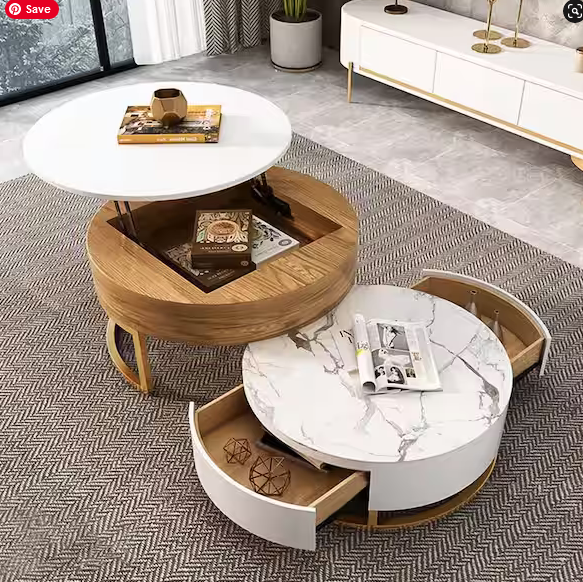 Contemporary Coffee Table with Slide-Out Storage Drawers