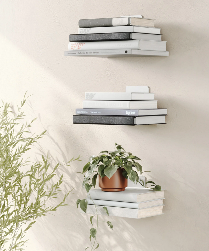 Invisible Illusion floating bookshelves