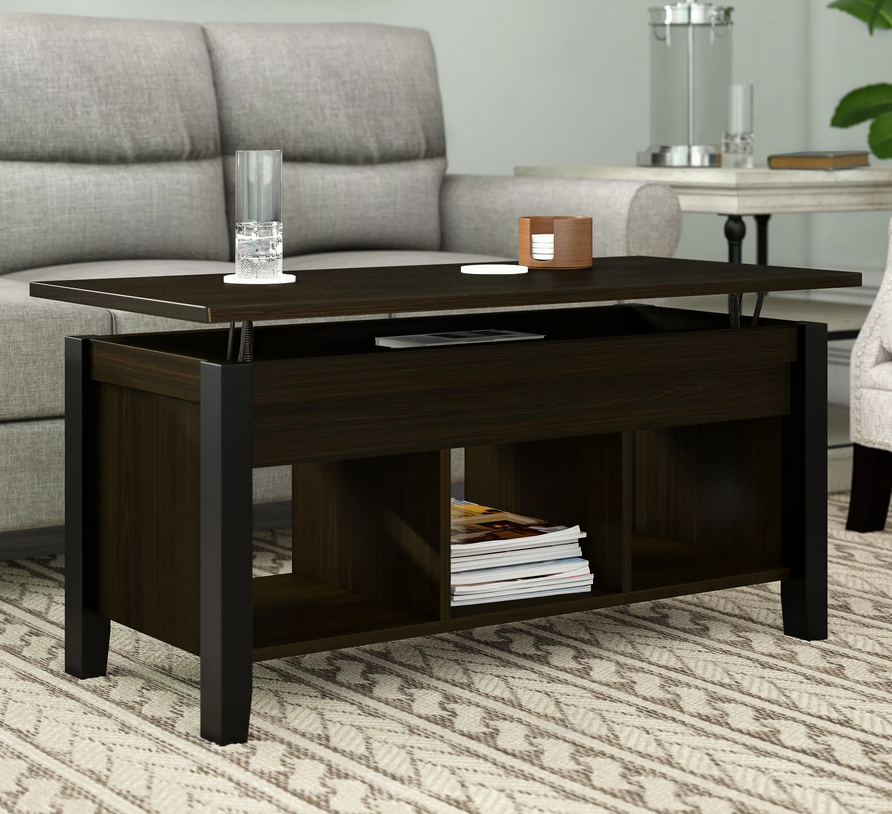 Lift-Top Coffee Table with Hidden Storage Compartment